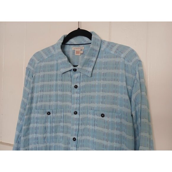 Carbon2Cobalt Sea Change Chambray Button Up Shirt Mens L Blue Long Sleeve - Picture 1 of 12